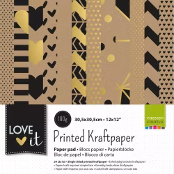 Papper 30 x 30 cm - Love it kraft (24 ark)