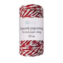 Papperssnöre - röd/vit (50 m)