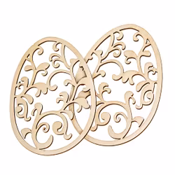 Ägg i trä - med blommönster (2 st)