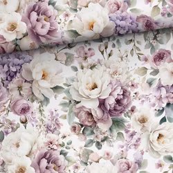 Bomullsväv Lila pioner