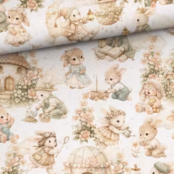 Bomullsväv Kaninernas trädgård