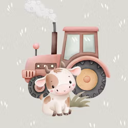 Joggingtyg - Lilla ko grön (40 x 50 cm)