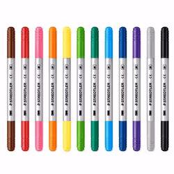 Staedtler dubbeländande fiberpennor - Standard (12 st)