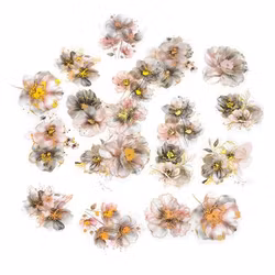 PET stickers - Blommor grå/rosa