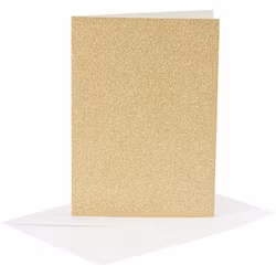 Kort och kuvert 10 x 15 cm - Guld glitter (4 set)