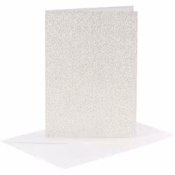Kort och kuvert 10 x 15 cm - Vit glitter (4 set)