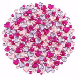 Hjärtformade strasstenar - Rosa mix