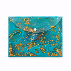 A5-mapp med glitter - Turkos