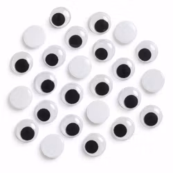 Rörliga ögon 18 mm - Svartvit (24 st)