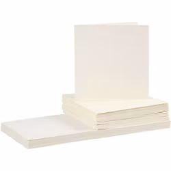 Kort och kuvert 15 x 15 cm - Råvit (50 set)