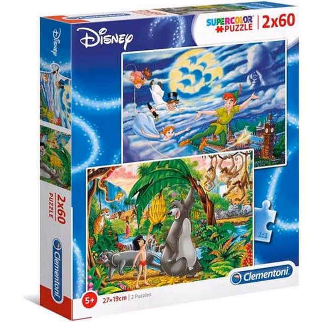 Pussel 2x60 Bitar - Peter Pan och Djungelboken