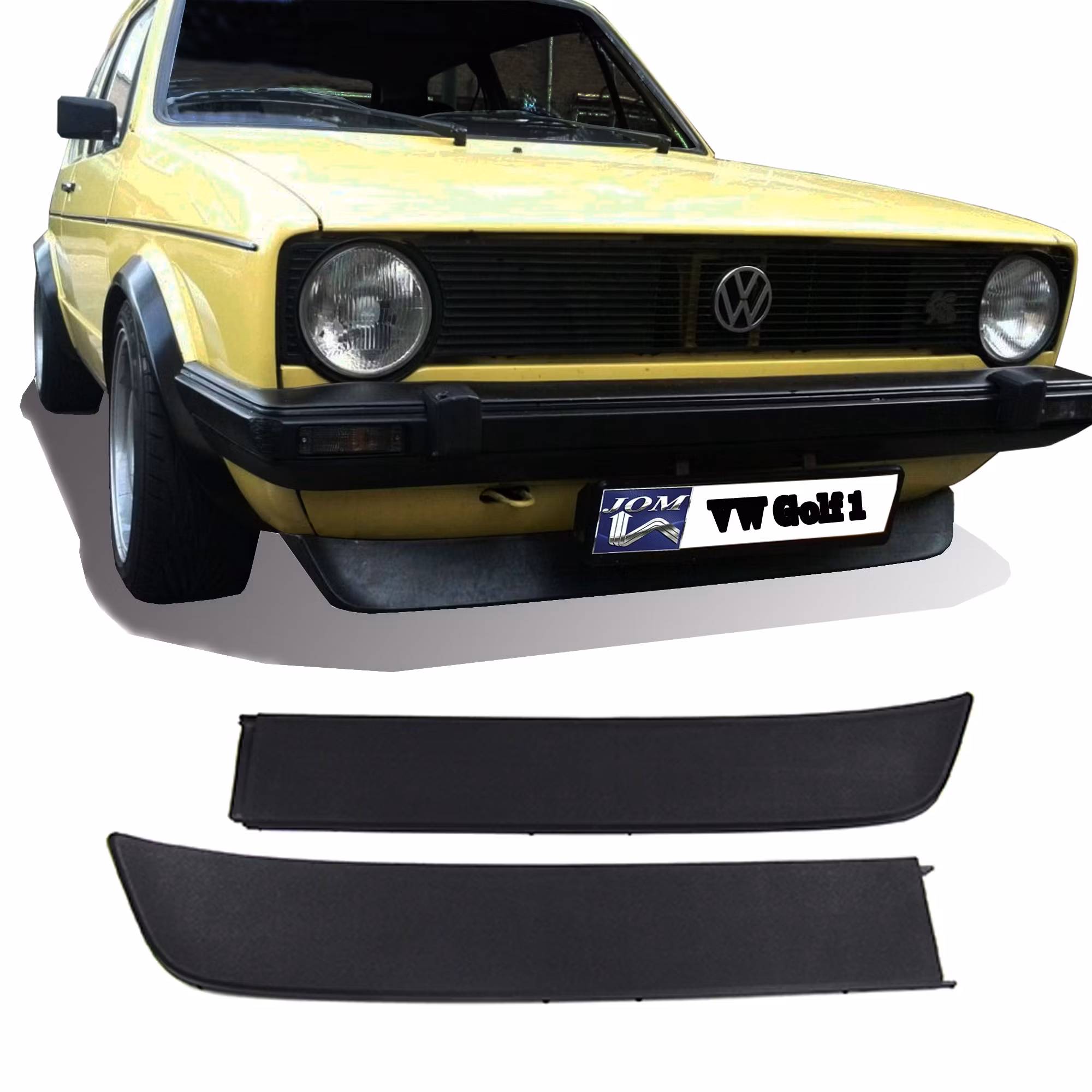 Front spoiler lip suitable for VW Golf 1 type: 17 Bj. 1974-1983VW Golf 1 Cabrio type: 155 Bj. bis -12/1989 (not for Karmann Cabrio!) VW Jetta 1 type: 16 Bj. bis -02/1994VW Caddy 1 type: 14 Bj: bis -07