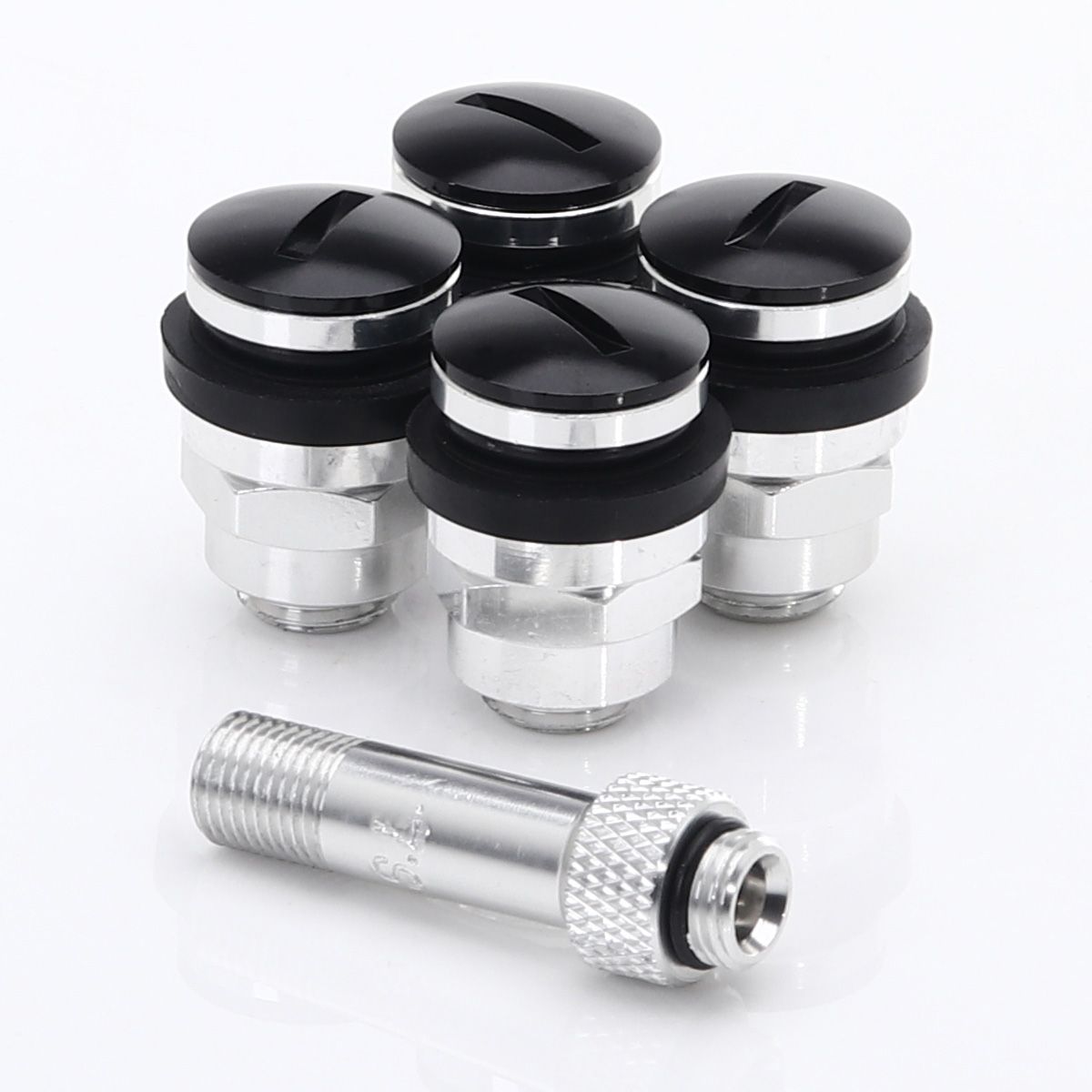 SET OF FLAT ALUMINUM AIR VALVES JR V1 - BLACK