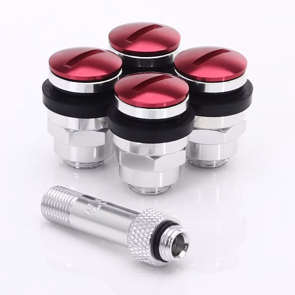 SET OF FLAT ALUMINUM AIR VALVES JR V1 - RED