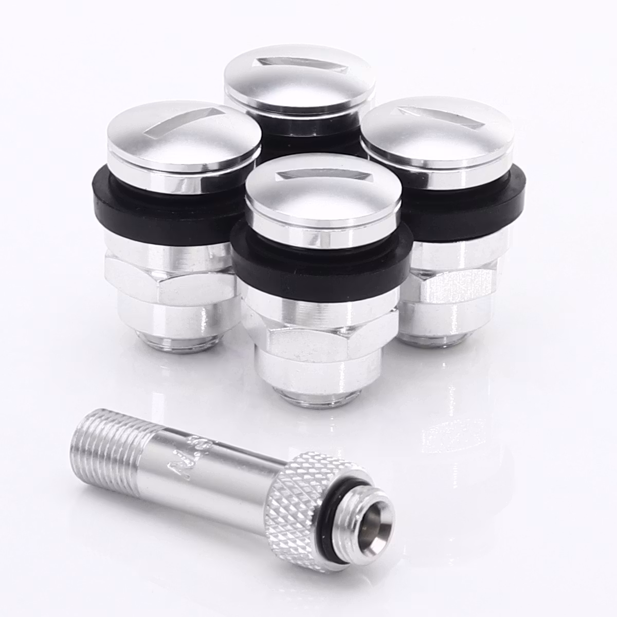 SET OF FLAT ALUMINUM AIR VALVES JR V1 - SILVER.