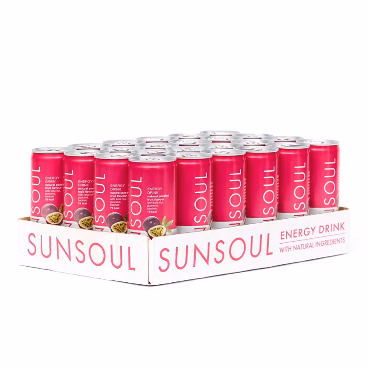 1 x Passion Fruit & Lychee Natural Energy Drink 250ml - sukker