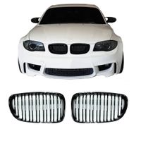 Kidney grills double slat, black gloss suitable for BMW 1 series E81 E82 E87 E88, 2007-2011