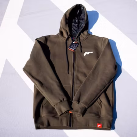 JR Unisex Zip Hoodie Logo Dark Olive Size xxl