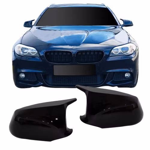 Mirror Cap Set, black gloss suitable for BMW 5 series F10, F11 Sedan / Touring, pre-facelift 2010-2013