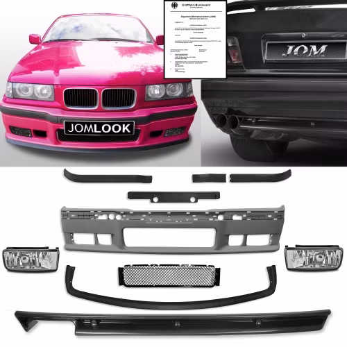 Bumper incl. Foglights clear and rear skirt suitable for E36 Limo Coupe Cabrio not fit for M3 Model