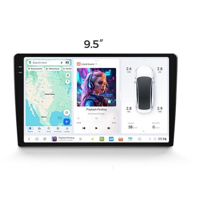 DUDU 7 Android multimediaenhet - 9,5" 8GB+128GB