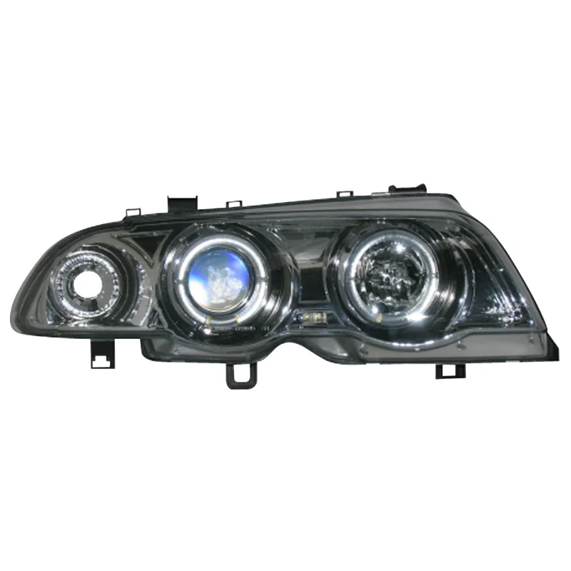 Headlights suitable for BMW 3-Series E46 Sedan/Touring 1998-2001 - Chrome - incl. Indicators & Halos