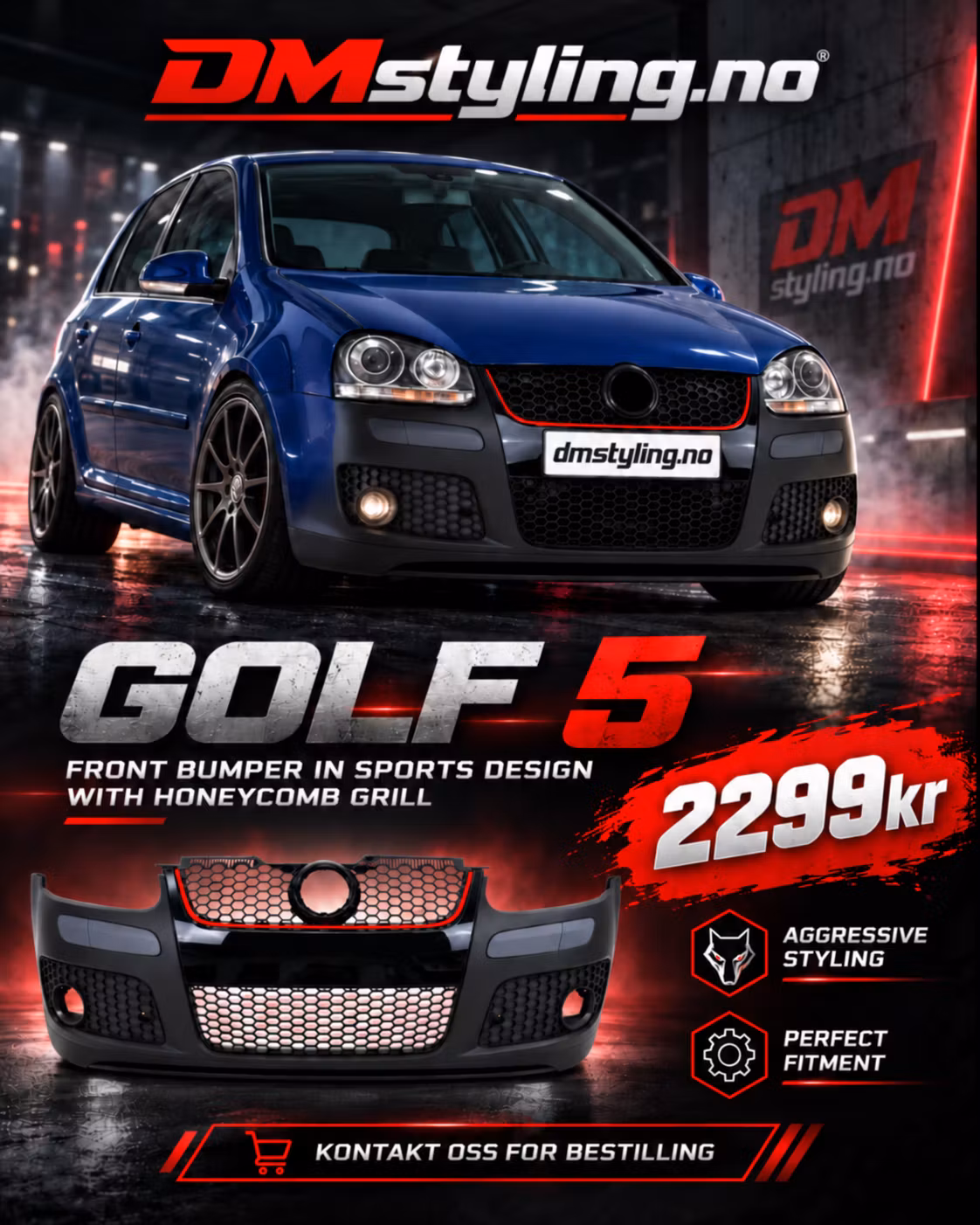 frontfanger til golf 5 med grill