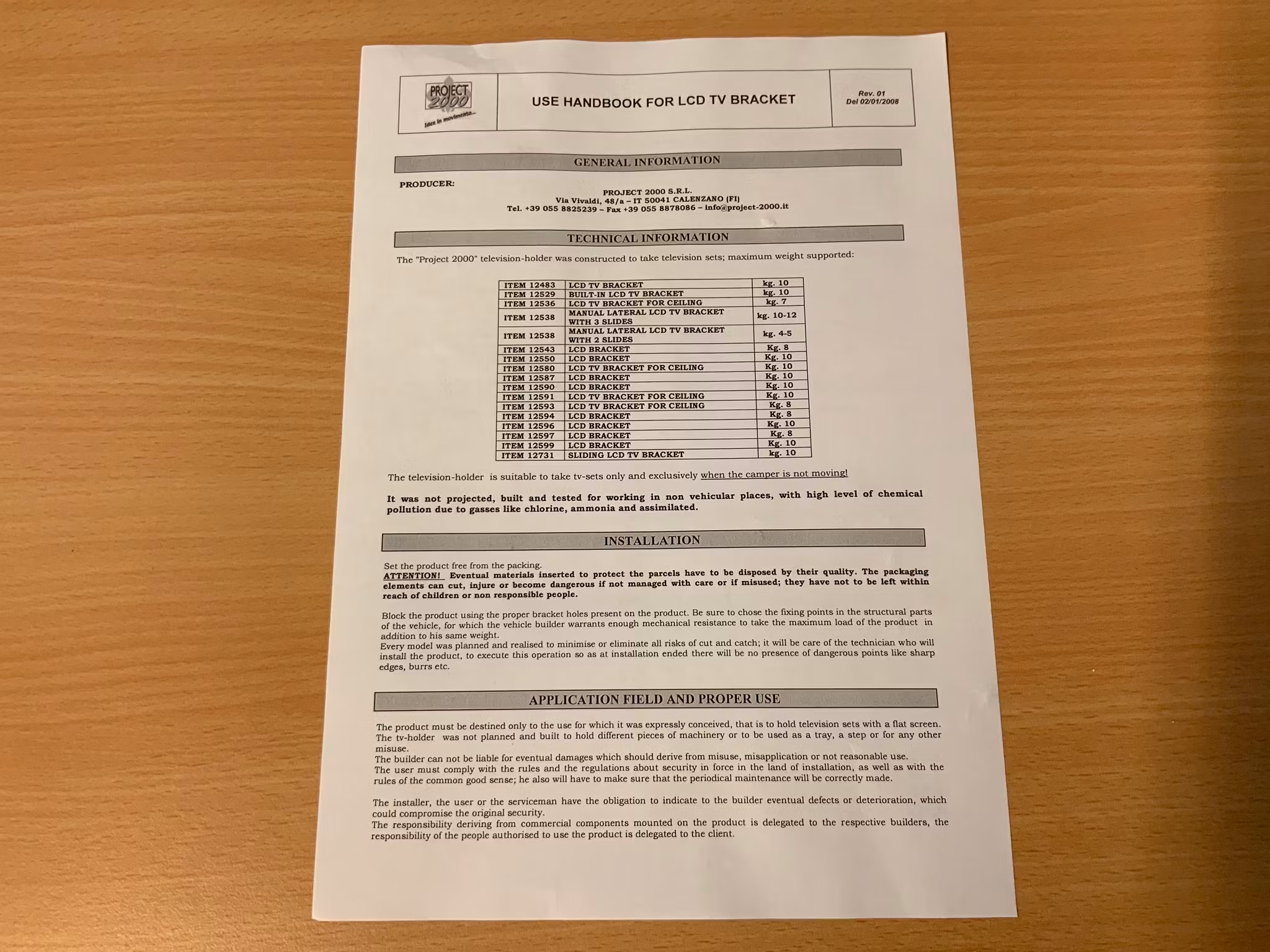 Tv feste, Prosjekt 2000, uttrekk / ledd