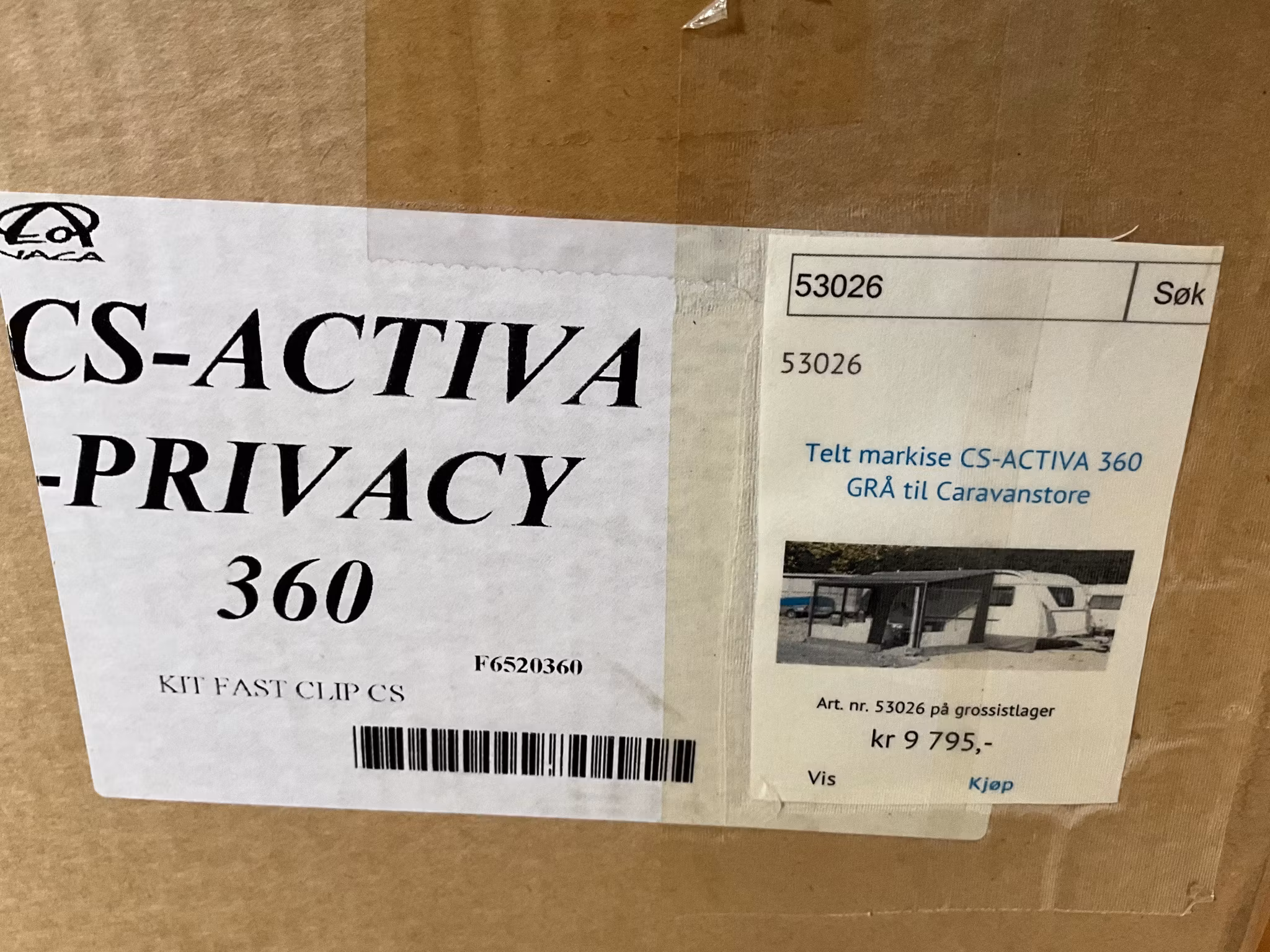 Telt markise CS-ACTIVA 360, Grå til Caravanstore