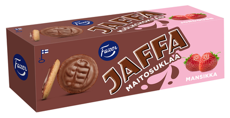 Fazer - Jaffa mjölkchoklad-jordgubbs mjuk småkaka 150g