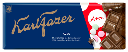 Karl Fazer - Avec mjölkchoklad med mint drageer chokladkaka 200g KORT DATUM 3/8