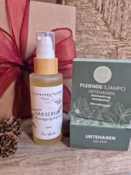 Gaveeske med sjampo, balsam og rosmarin hårserum – ferdig gavepakke