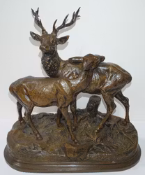 Hjort i bronse. "Jakt" av Alfred Dubucand.
