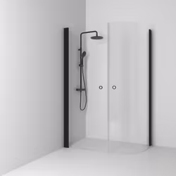 Svedbergs skoga hörndusch rak/u-formad 80x127x198 svart matt/klarglas