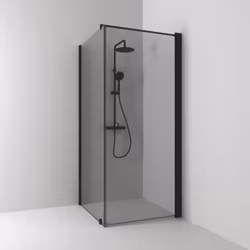 Svedbergs skoga hörndusch rak/fast 90x73x198 svart matt/rökglas