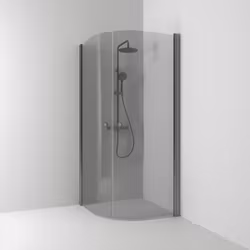 Svedbergs skoga hörndusch halvrund 80x90x198 polerad blyertssvart/rökglas