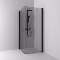 Svedbergs skoga hörndusch rak 80x100x198 svart matt/rökglas