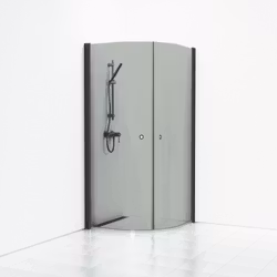 Svedbergs skoga hörndusch halvrund 80x90x198 svart matt/rökglas