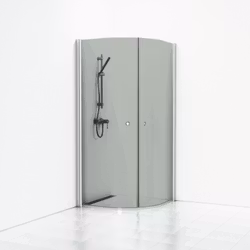 Svedbergs skoga hörndusch halvrund 90x90x198 alu matt/rökglas