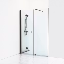 Svedbergs skoga nischdusch vikbar/fast 180x198 svart matt/klarglas dubbel