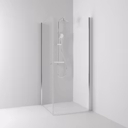 Svedbergs skoga hörndusch rak/fast 100x83x198 alu blank/klarglas
