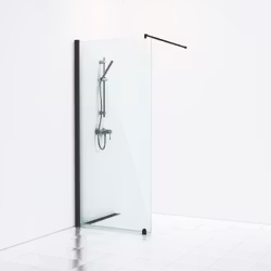 Svedbergs skoga skärmvägg fast 80x198 svart matt/klarglas