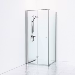 Svedbergs skoga hörndusch vikbar/fast 80x103x198 alu blank/klarglas