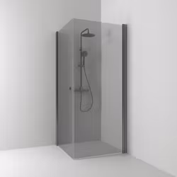 Svedbergs skoga hörndusch rak 80x90x198 polerad blyertssvart/rökglas