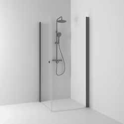 Svedbergs skoga hörndusch rak 80x80x198 polerad blyertssvart/klarglas