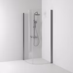 Svedbergs skoga hörndusch halvrund 80x90x198 polerad blyertssvart/klarglas