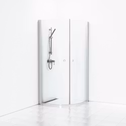 Svedbergs skoga hörndusch halvrund 90x90x198 alu matt/klarglas