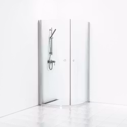 Svedbergs skoga hörndusch halvrund 90x90x198 alu blank/klarglas