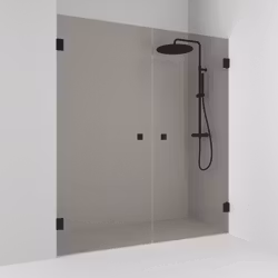 Svedbergs 180° nischdusch rak 156,5x200 svart matt/bronsglas dubbel