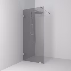 Svedbergs 180° skärmvägg fast 78x200 krom/rökglas